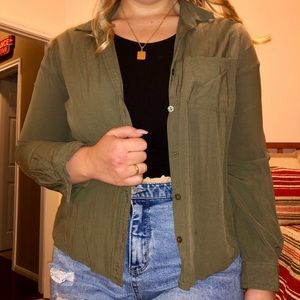 army green button down